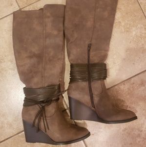 Wedge Riding Boots